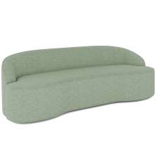 Sofá 3 Lugares Curvo Sala de Estar Living Lótus D02 Linho Verde 180 cm D-477 - Lyam Decor