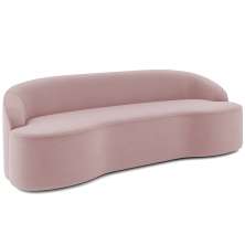 Sofá 3 Lugares Curvo Sala de Estar Living Lótus D02 Veludo Rosê 210 cm C-305 - Lyam