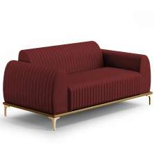Sofá 3 Lugares Para Sala De Estar Molino 210 Cm D02 Pés D'ouro Veludo Marsala C-278 - Lyam Decor