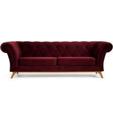 Sofá 3 Lugares Para Sala de Estar Império 210 cm D02 Veludo Marsala C-278 - Lyam Decor