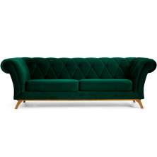 Sofá 3 Lugares Para Sala de Estar Império 210 cm D02 Veludo Verde Musgo B-303 - Lyam Decor