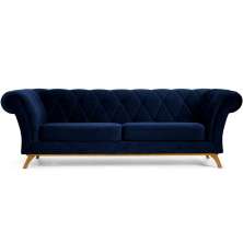 Sofá 3 Lugares Para Sala de Estar Império 230 cm D02 Veludo Azul Marinho C-287 - Lyam Decor