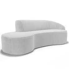 Sofá 4 Lugares Curvo Sala de Estar Living Firenze Direito D02 Bouclê Branco 260 cm B-53 - Lyam