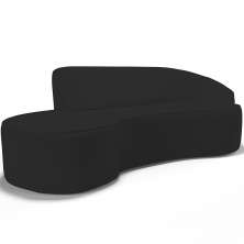 Sofá 4 Lugares Curvo Sala de Estar Living Firenze Direito D02 Corano Preto 280 cm C-05 - Lyam