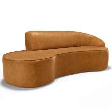 Sofá 4 Lugares Curvo Sala de Estar Living Firenze Direito D02 Couríssimo Whisky 260 cm B-90 - Lyam