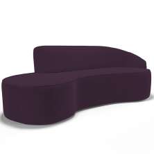 Sofá 4 Lugares Curvo Sala de Estar Living Firenze Direito D02 Veludo Roxo 260 cm C-292 - Lyam