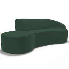 Sofá 4 Lugares Curvo Sala de Estar Living Firenze Direito D02 Veludo Verde Musgo 280 cm C-303 - Lyam