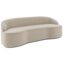 Sofá 4 Lugares Curvo Sala de Estar Living Lótus D02 Veludo Bege 260 cm C-309 - Lyam Decor