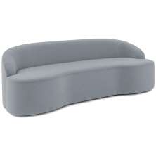 Sofá 4 Lugares Curvo Sala de Estar Living Lótus D02 Veludo Cinza 230 cm C-317 - Lyam Decor
