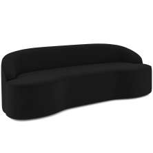 Sofá 4 Lugares Curvo Sala de Estar Living Lótus D02 Veludo Preto 260 cm C-300 - Lyam
