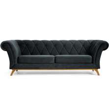 Sofá 4 Lugares Para Sala de Estar Império 260 cm D02 Veludo Cinza C-317 - Lyam Decor