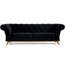 Sofá 4 Lugares Para Sala de Estar Império 260 cm D02 Veludo Preto B-300 - Lyam Decor
