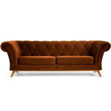 Sofá 4 Lugares Para Sala de Estar Império 260 cm D02 Veludo Telha B-262 - Lyam Decor