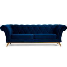 Sofá 4 Lugares Para Sala de Estar Império 280 cm D02 Veludo Azul Oxford C-304 - Lyam Decor