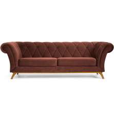 Sofá 4 Lugares Para Sala de Estar Império 300 cm D02 Veludo Marrom B-276 - Lyam Decor
