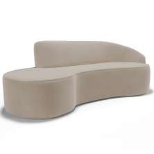 Sofá 5 Lugares Curvo Sala de Estar Living Firenze Direito D02 Veludo Champagne 300 cm C-68 - Lyam