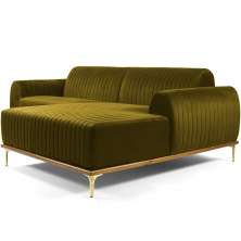 Sofá 5 Lugares com Chaise Direito Para Sala Molino 300 cm D02 Veludo Mostarda B-260 - Lyam Decor