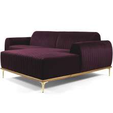 Sofá 5 Lugares com Chaise Direito Para Sala Molino 300 cm D02 Veludo Roxo Grape C-292 - Lyam Decor