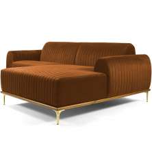 Sofá 5 Lugares com Chaise Direito Para Sala Molino 300 cm D02 Veludo Telha B-262 - Lyam Decor