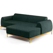 Sofá 5 Lugares com Chaise Direito Sala Estar Molino 300cm D02 Linho Verde Musgo C-117 - Lyam Decor