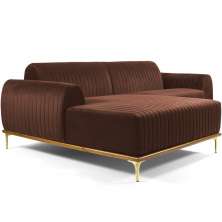 Sofá 5 Lugares com Chaise Esquerdo Para Sala Molino 300cm D02 Veludo Marrom B-276 - Lyam Decor