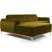 Sofá 5 Lugares com Chaise Esquerdo Para Sala Molino 300cm D02 Veludo Mostarda B-260 - Lyam Decor