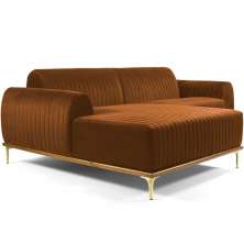 Sofá 5 Lugares com Chaise Esquerdo Para Sala Molino 300cm D02 Veludo Telha B-262 - Lyam Decor