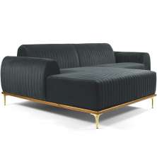 Sofá 5 Lugares com Chaise Esquerdo Para Sala Molino 320cm D02 Veludo Cinza C-317 - Lyam Decor