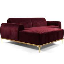 Sofá 5 Lugares com Chaise Esquerdo Para Sala Molino 320cm D02 Veludo Marsala B-278 - Lyam Decor