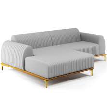Sofá 5 Lugares com Chaise Esquerdo Sala de Estar Molino 300cm D02 Linho Cinza D-315 - Lyam Decor