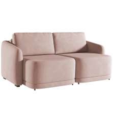 Sofá Cama para Sala de Estar 3 Lugares 236cm Montserrat K01 Veludo Rosê - Lyam Decor