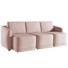 Sofá Cama para Sala de Estar 4 Lugares 336cm Montserrat K01 Veludo Rosê - Lyam Decor