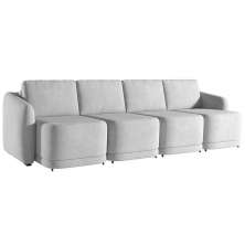 Sofá Cama para Sala de Estar 4 Lugares 356cm Montserrat K01 Veludo Cinza - Lyam Decor