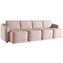 Sofá Cama para Sala de Estar 4 Lugares 356cm Montserrat K01 Veludo Rosê - Lyam Decor