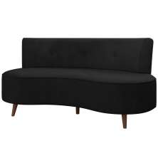 Sofá Chaise Living 2 Lugares 160cm para Sala Istambul K01 Veludo Preto - Lyam Decor