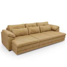 Sofá Retrátil Para Sala de Estar 4 Lugares 297cm Riza S03 Couro Soft Bege - Lyam Decor