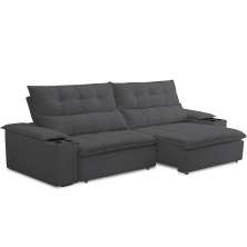 Sofá Retrátil Reclinável Para Sala de Estar Living 250cm Ártico F04 Bouclê Grafite - Lyam Decor