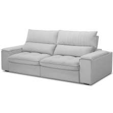 Sofá Retrátil Reclinável Para Sala de Estar Living 250cm Nápoles F04 Bouclê Cinza - Lyam Decor