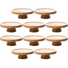 10 Boleiras de Bambu 20cm Pedestal Lyor Decorações de Mesas Festas Pratos para Bolos