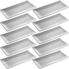 10 Travessas Melamina Servir Sashimi 29x14cm Restaurante Retangular Bandeja Lyor Granilite