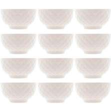 12 Tigelas de Porcelana Branca 280ml Bowls Lyor Diamond para