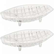 2 Centros de Mesa Cristal Deli Lyor 26x14x5,5cm Fruteira Dec