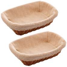 2 Cestos Porta Pão Folhados Plástico Rattan Tecido Lyor 24,5