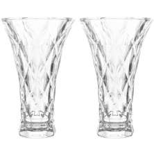 2 Vasos de Vidro Lyor Diamond Transparente 13x20cm Decorativ
