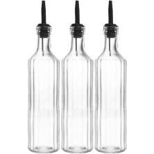 3 Garrafas para Azeite Vinagre de vidro 500ml Bico Dosador Lyor Transparente Vegas