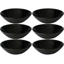 6 Bowls Pretos Harena Black 16cm de Vidro Opalino 370ml Cumbuca para Servir Saladas Petiscos Lyor
