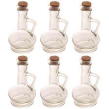 6 Potes de Vidro com Tampa Rolha 230ml para Azeite Vinagre Lyor Porta Condimentos