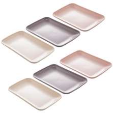 6 Travessas Bambu para Servir Bandeja Retangular 21,5x14cm C