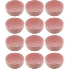 Conjunto 12 Bowls de Cerâmica Rosa 680ml Servir Açaí Caldos Frutas Petiscos Cronus Lyor
