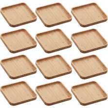 Conjunto 12 Pratos de Bambu Squaze Lyor 17x17cm Bandejas par